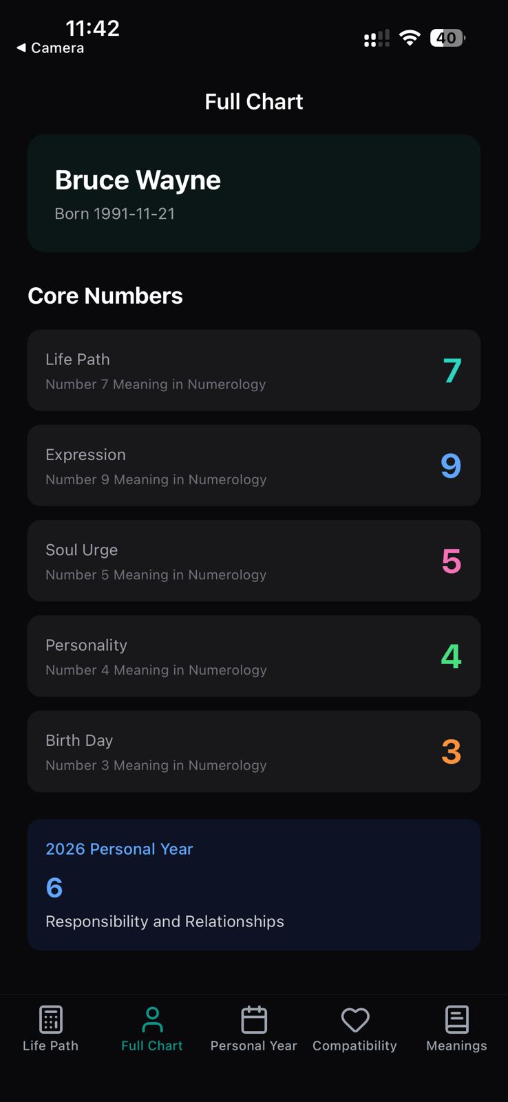 Numerology Calculator App screenshot