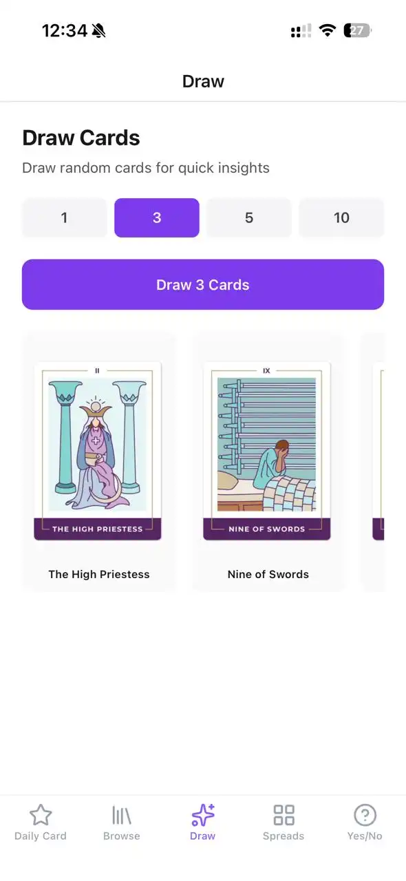 Tarot Card Reading App screenshot