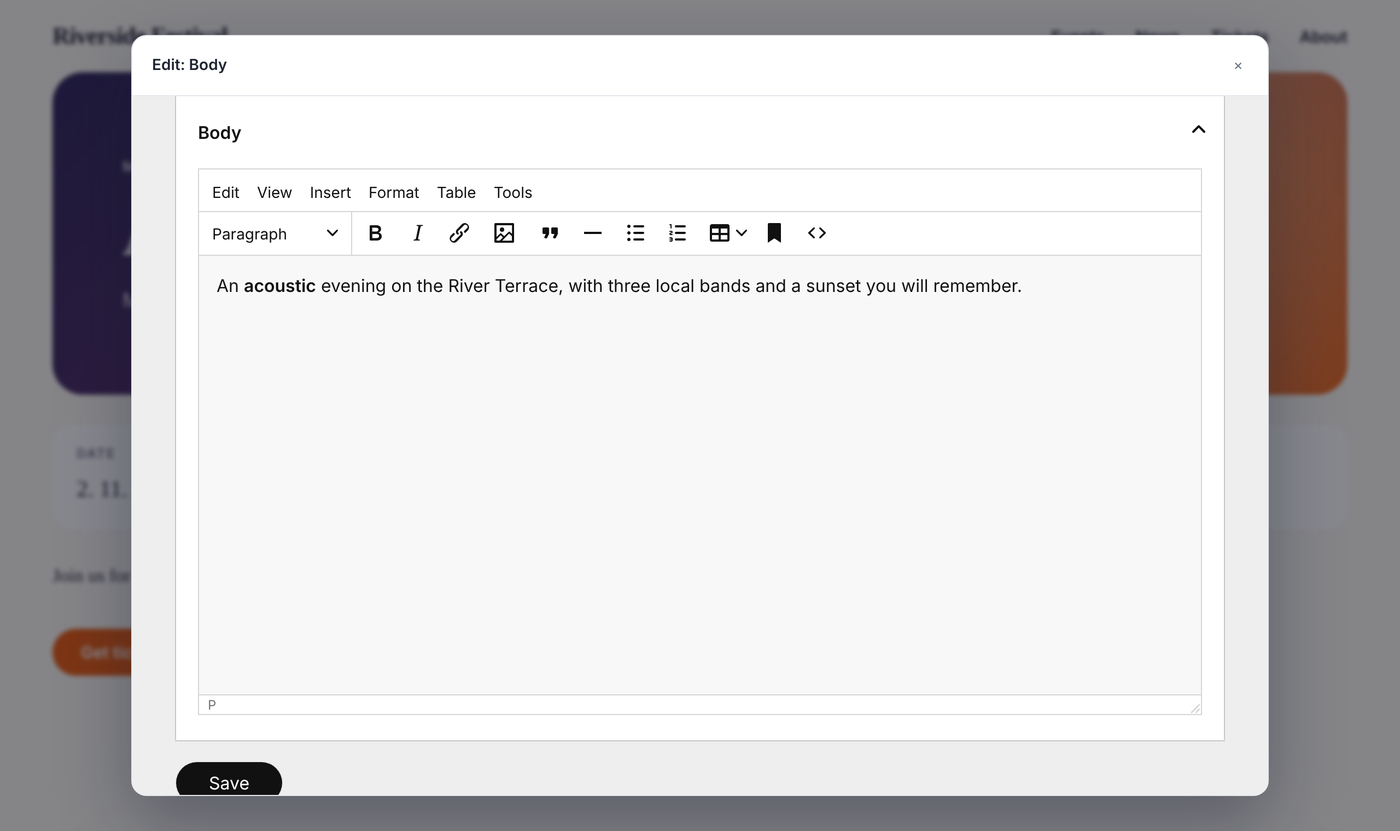 Native field editor
