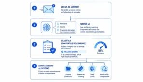 Flujo de clasificación de correos con IA paso a paso