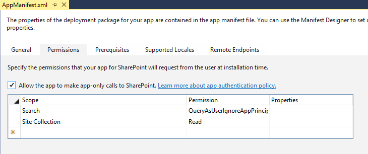 Configuring add-in permissions