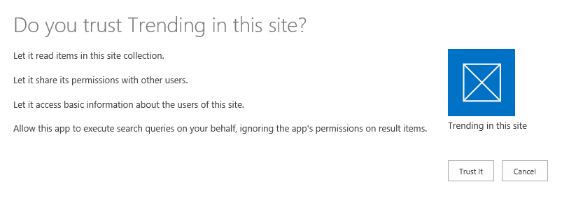 App permissions prompt page