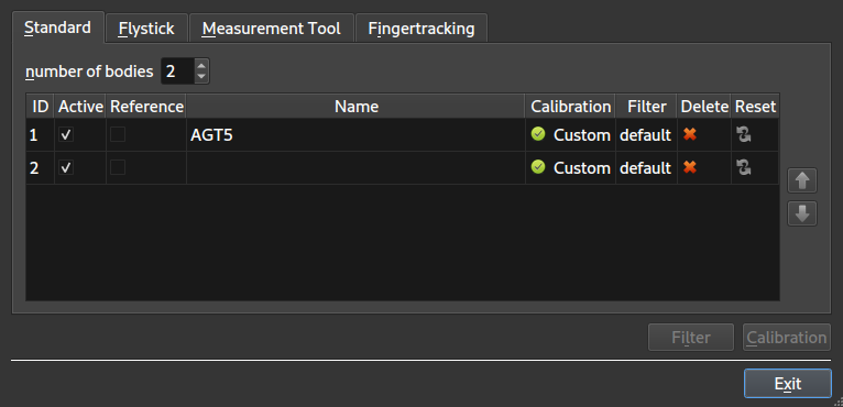 Figure: DTRACK3 body administration dialog