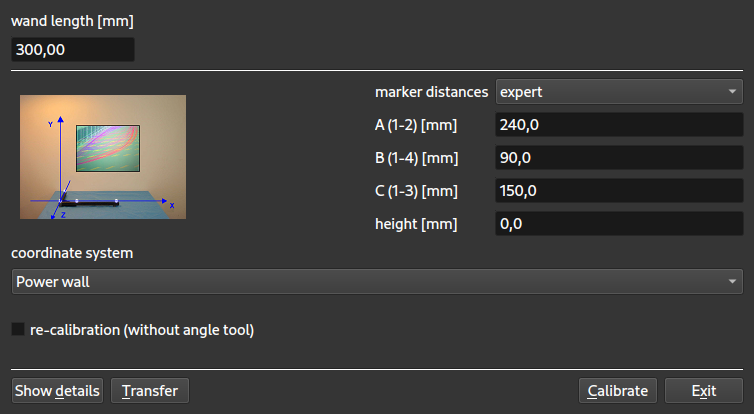 Figure: DTRACK3 room calibration dialog