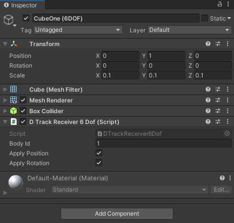 Figure: Unity 6DOF inspector