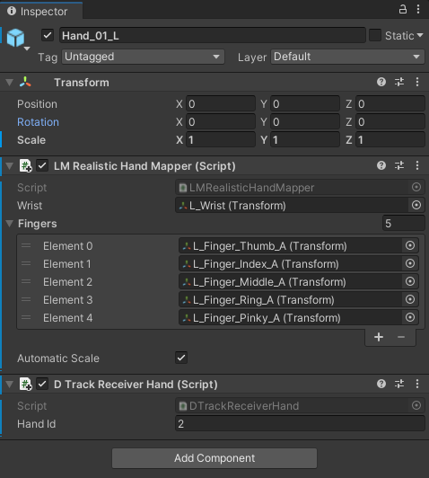 Figure: Unity Hand inspector