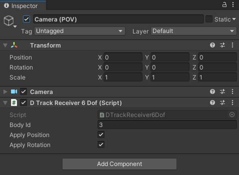 Figure: Unity POV Camera inspector