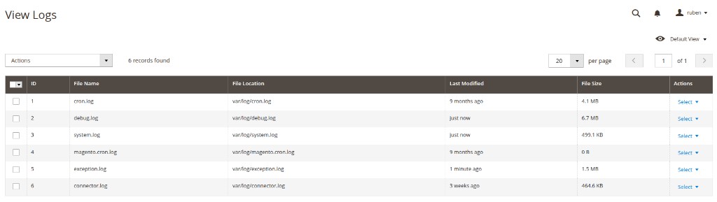 View Logs grid