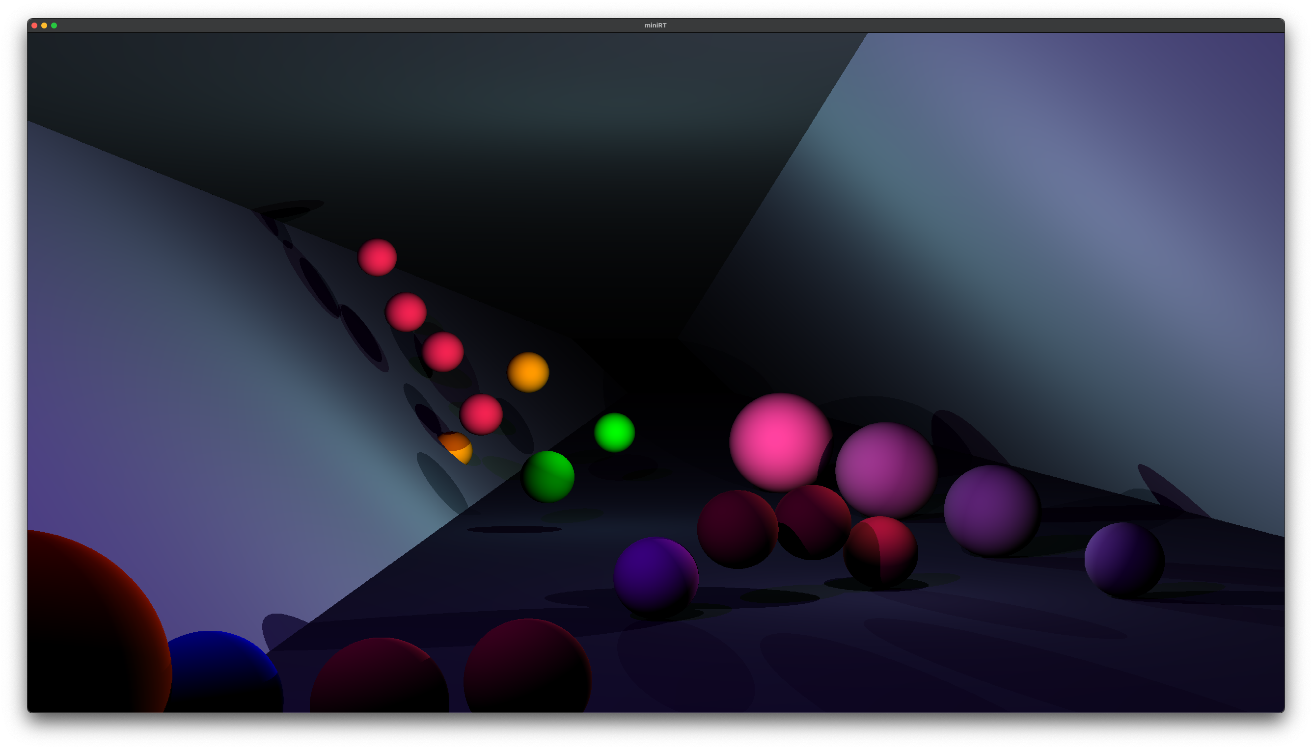 24 balls in a hallway with multicoloured lights and color transitions