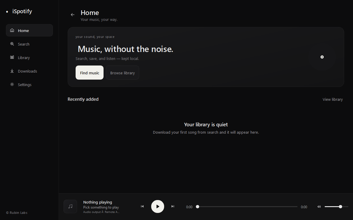 iSpotify home and local library