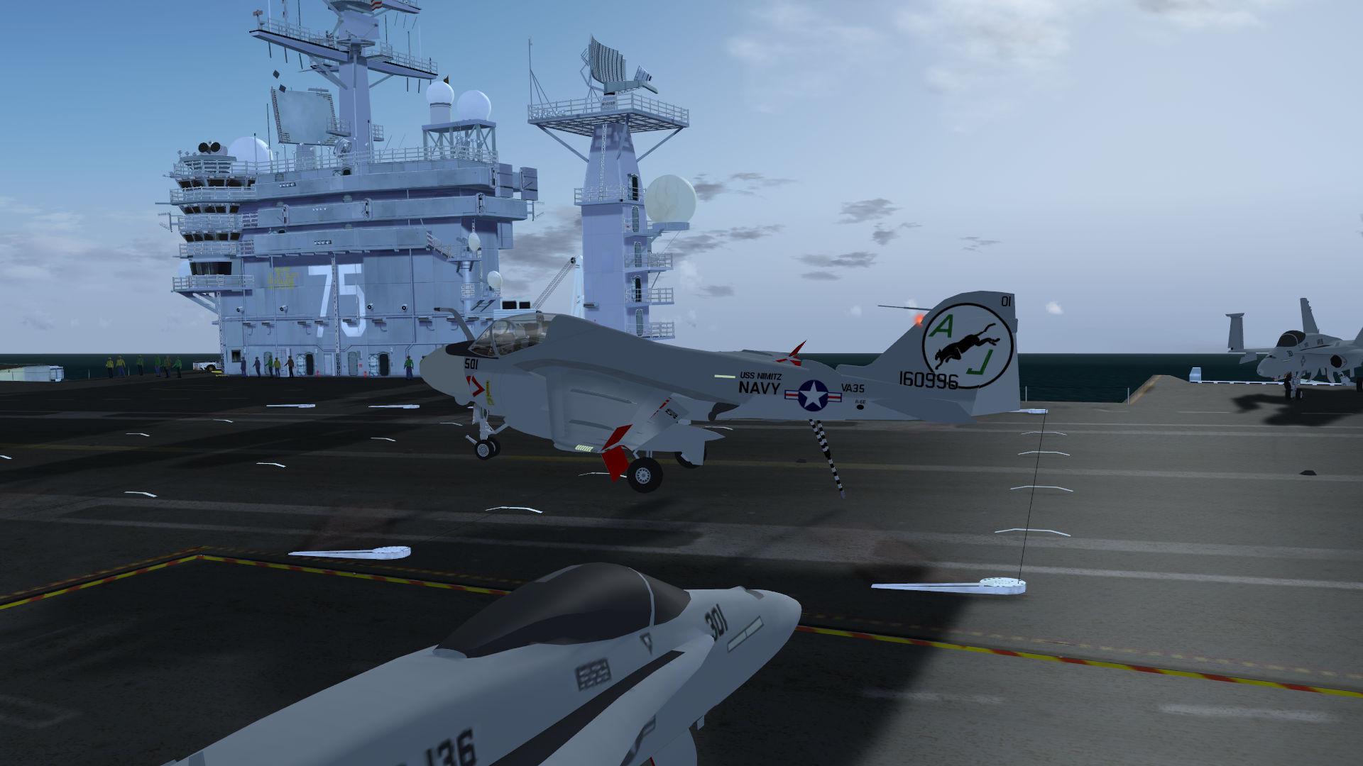 A-6E about to catch the wire on CVN-75