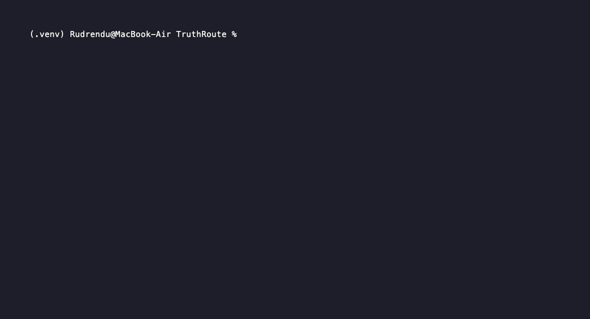 TruthRoute CLI demo: --help output, then a compare --dry-run call showing the cost estimate before any real API request is made