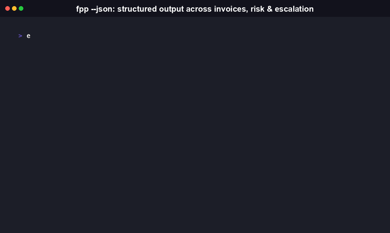 freelancer-payment-protection-cli: running fpp commands with --json to get structured, machine-parseable output