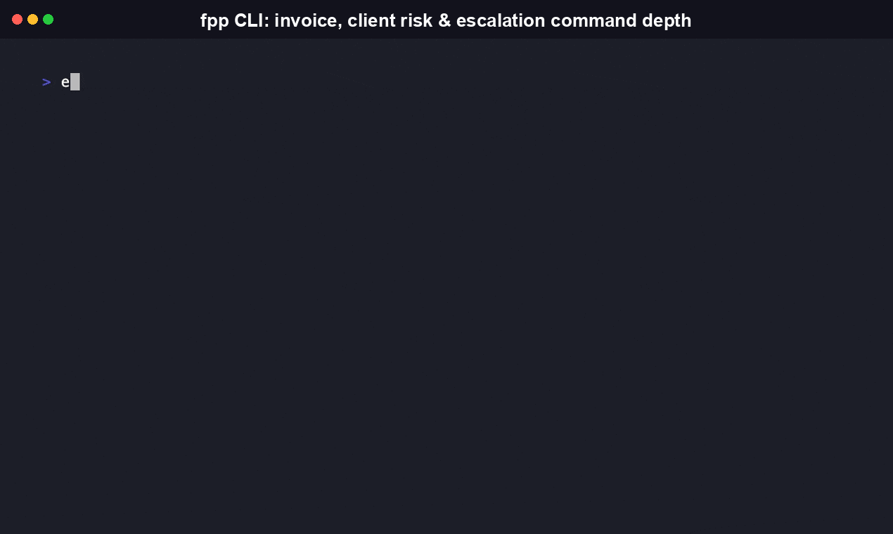 freelancer-payment-protection-cli: filtering overdue invoices, scoring a client, and checking escalation status