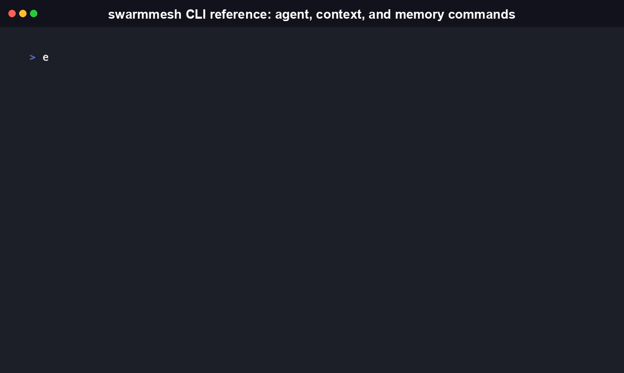 swarmmesh --help and swarmmesh agent --help output