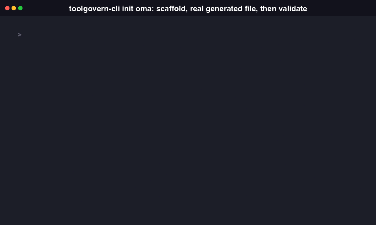 toolgovern-cli init oma scaffolding a toolgovern-integration-oma starting point into the current directory