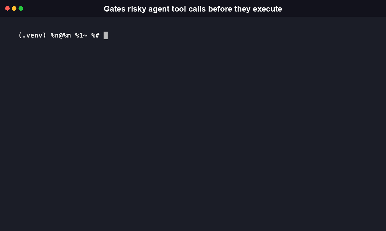 toolgovern validating a policy file, then denying a governed bash call that pipes a curl download from a known paste-relay host into sh, with the fired rule IDs printed before the call ever executes
