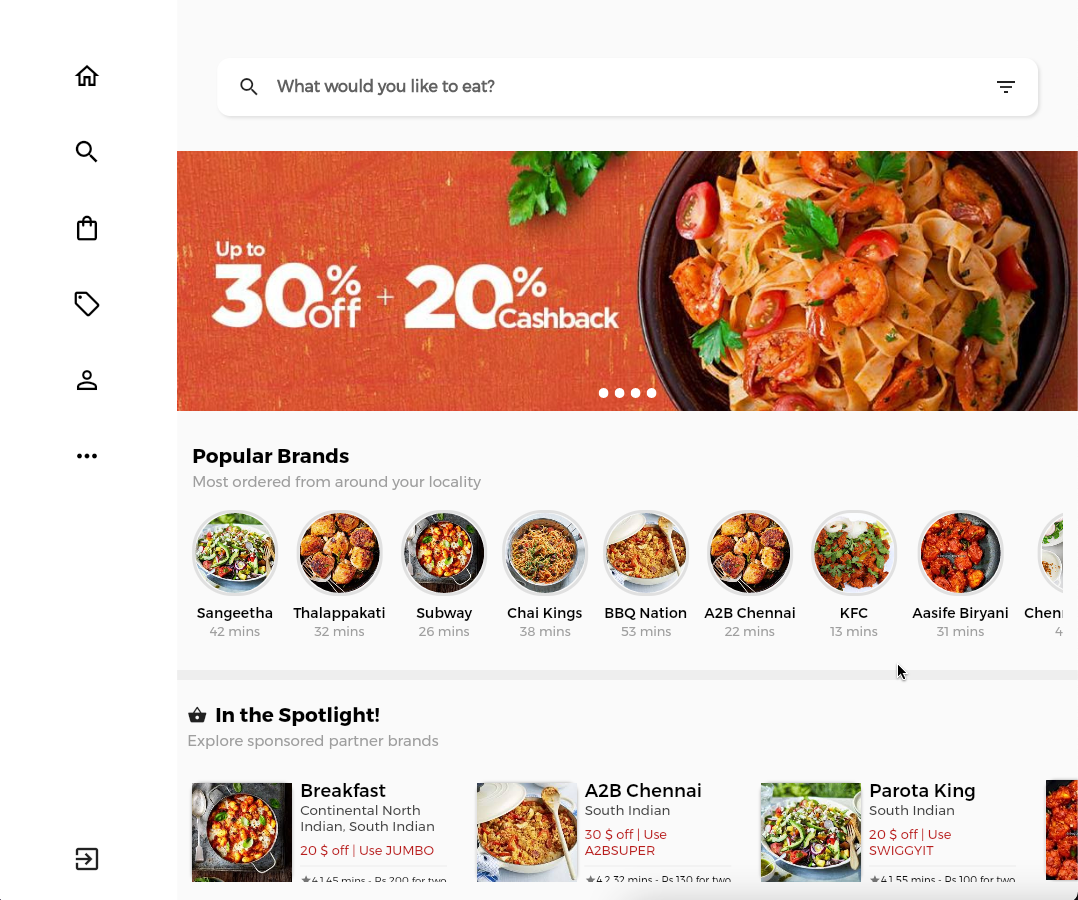 A UI clone of a famous food ordering app called Swiggy ...
