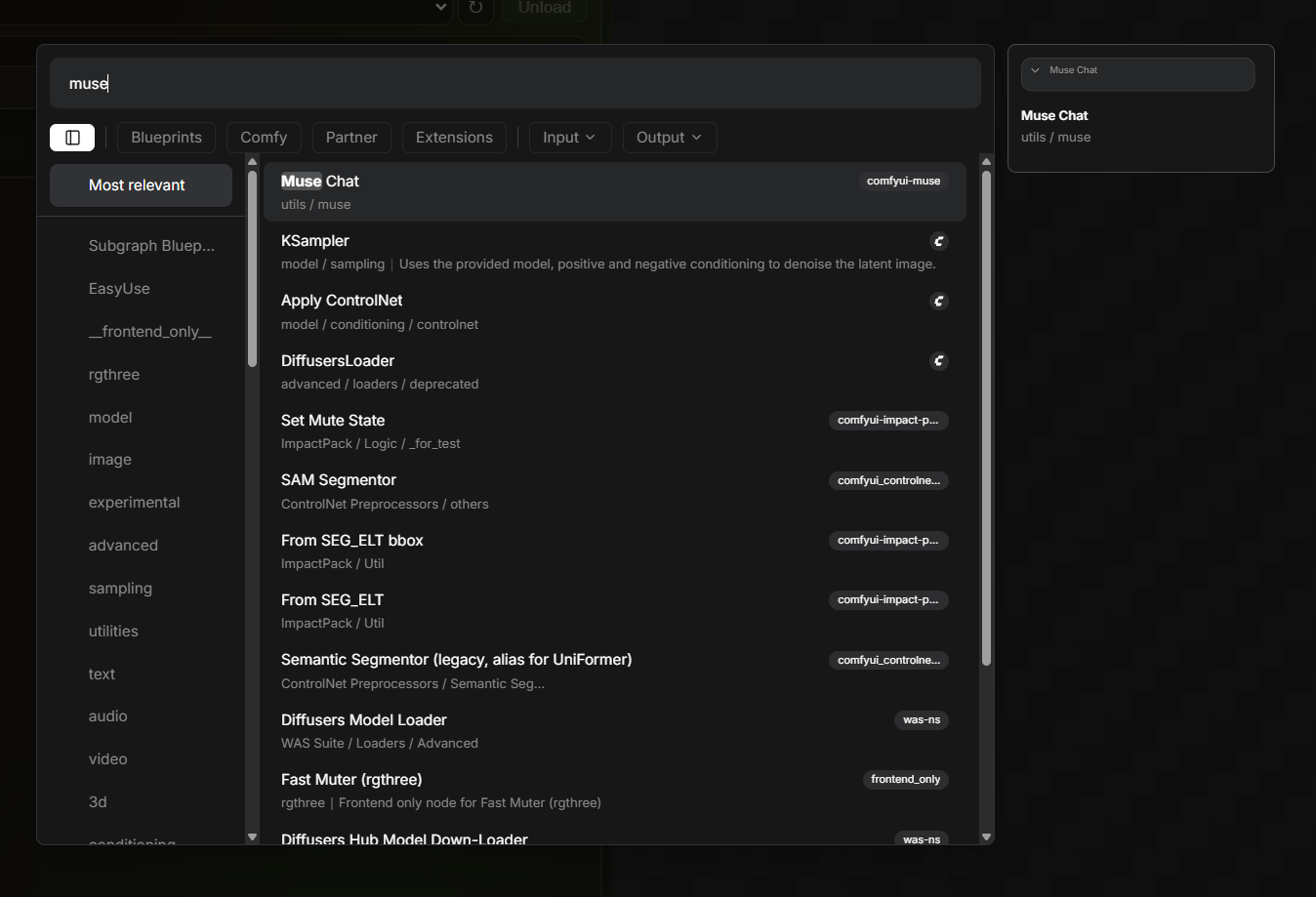 Adding the Muse Chat node