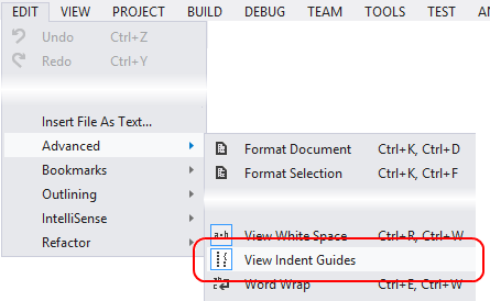 View Indent Guides menu