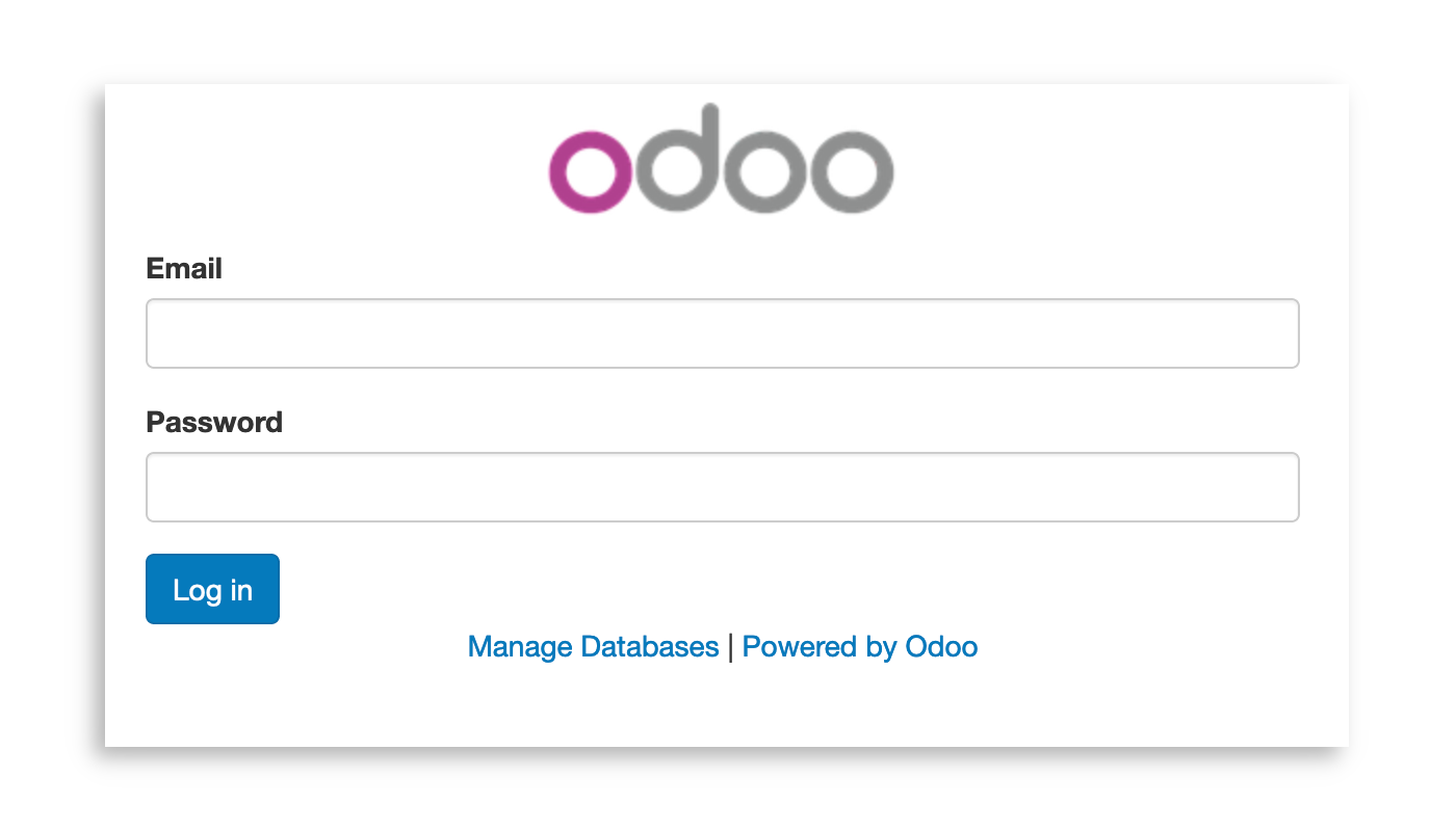 Odoo login screen