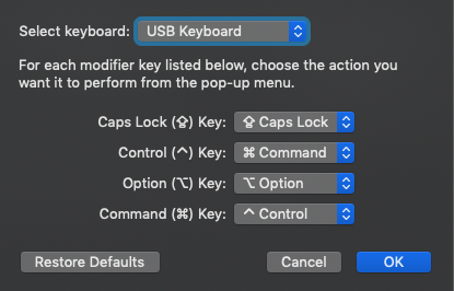 modifier keys setting