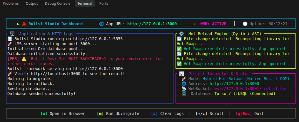 Rullst Interactive Terminal Dashboard