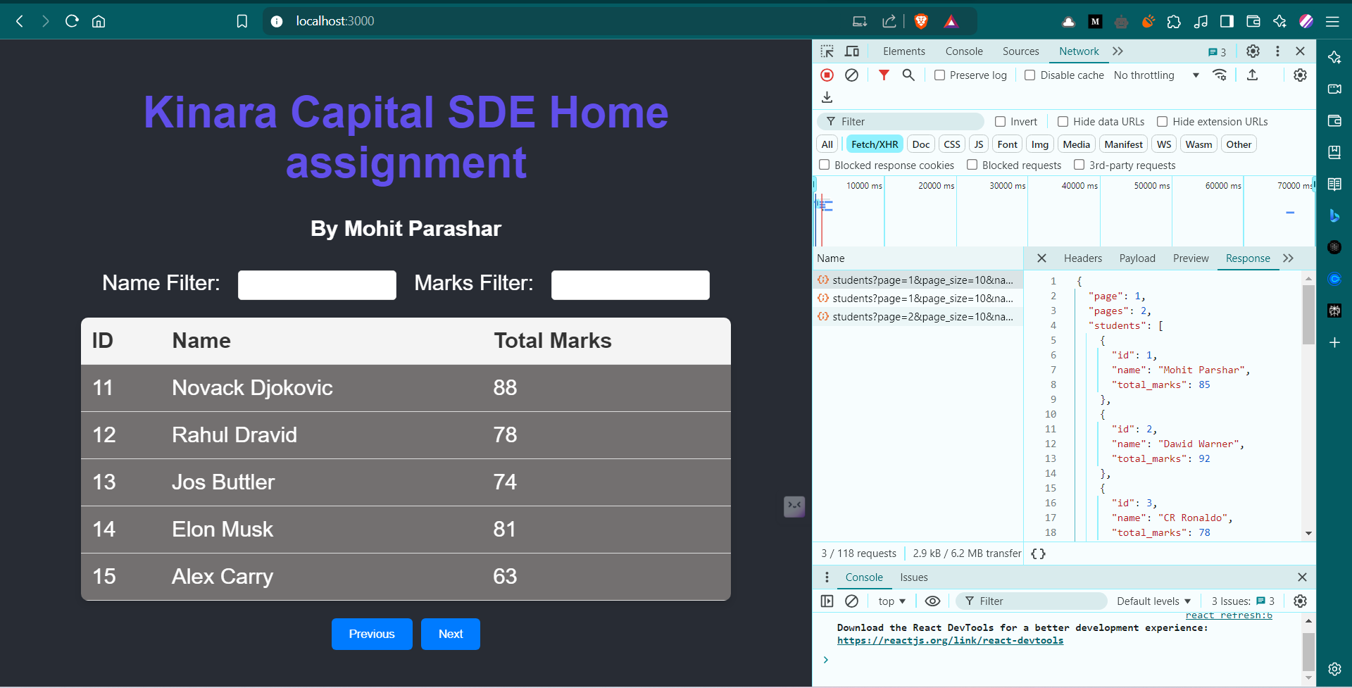 Student Grid Screenshot