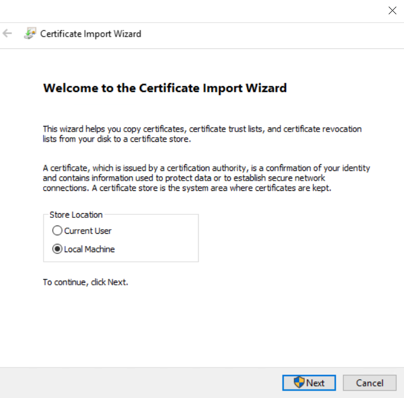 Install Certificate into Local Machine