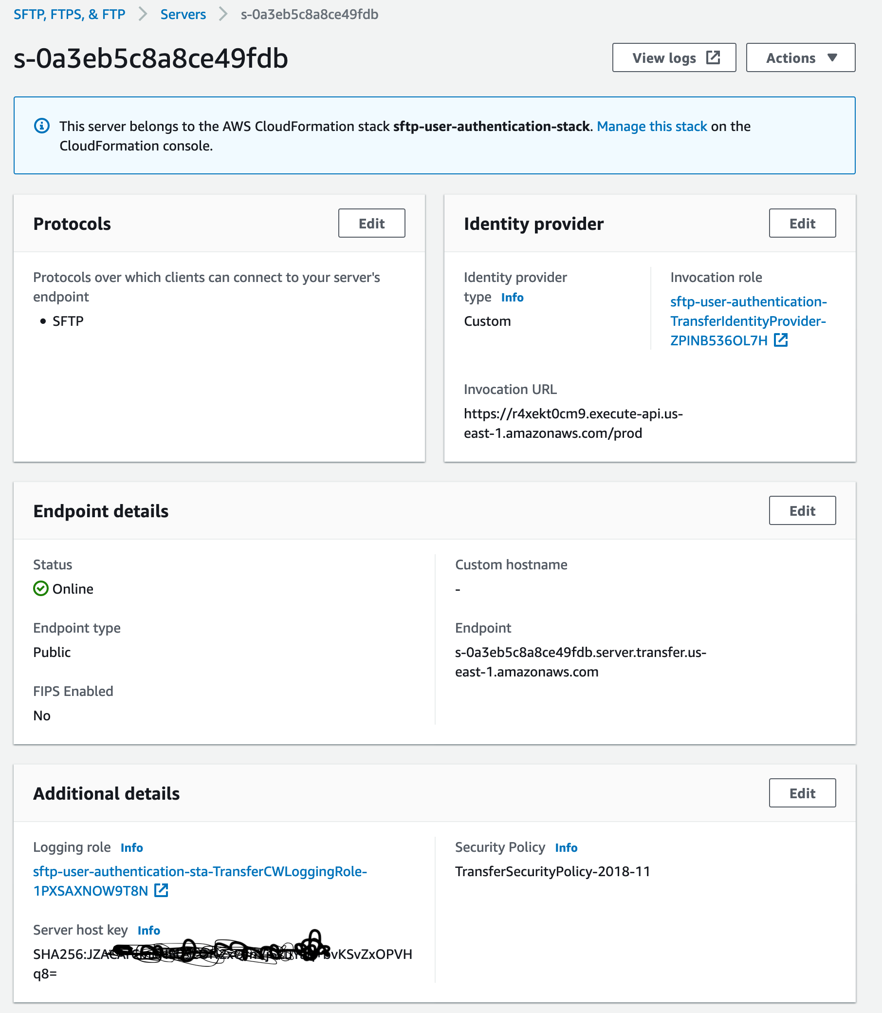 SFTP Server endpoint