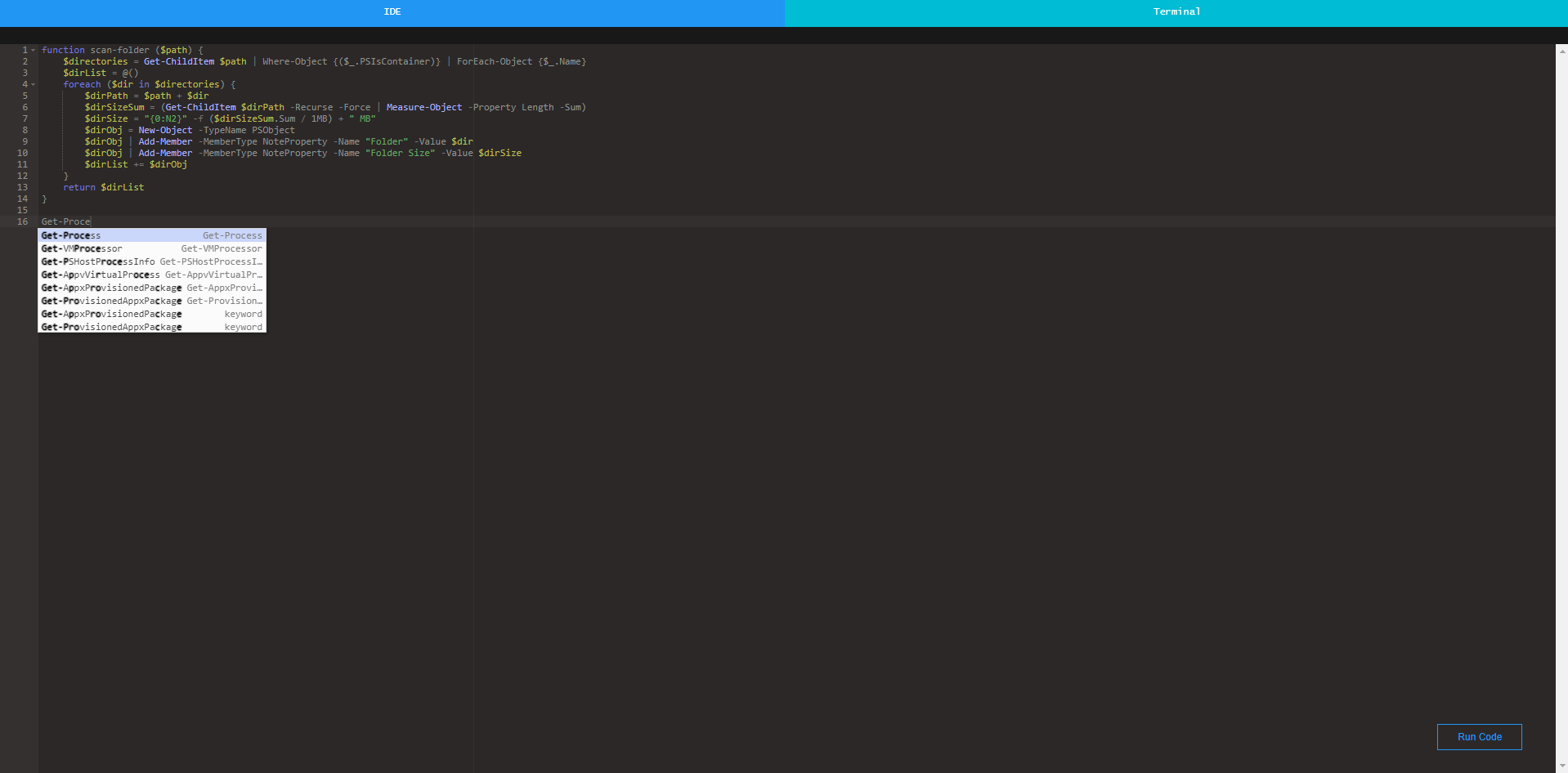 Powershell IDE screenshot 1