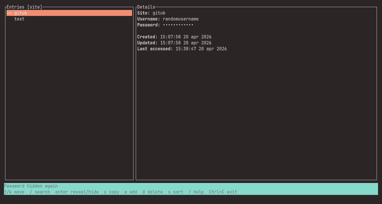TUI with hidden password