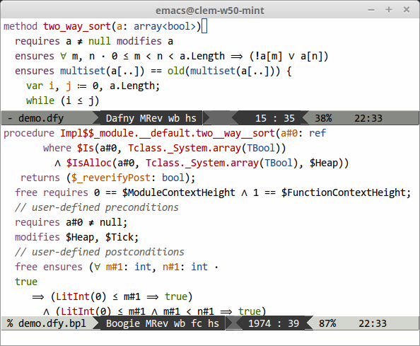 Dafny buffer in Emacs