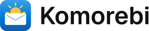 Komorebi logo: a sun behind an envelope