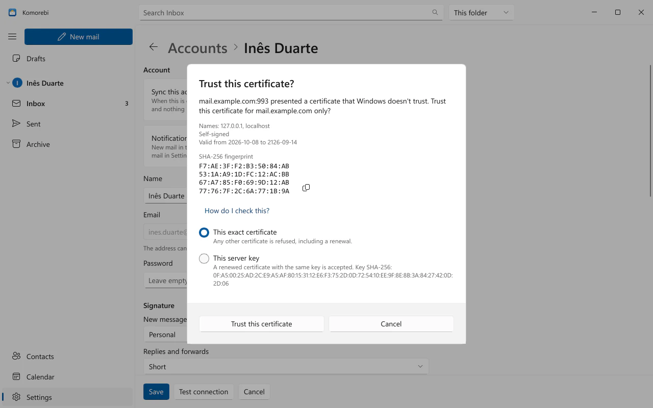 Certificate review prompt