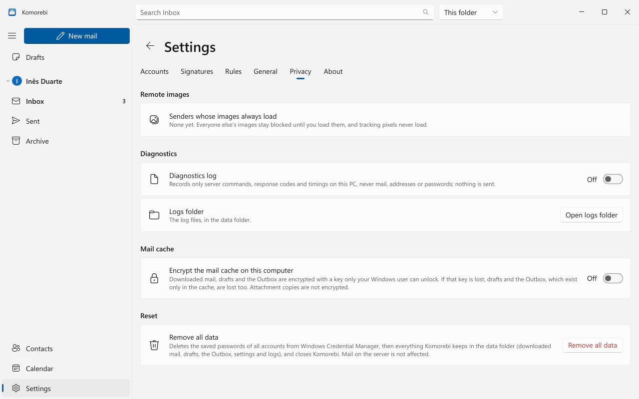 Privacy settings