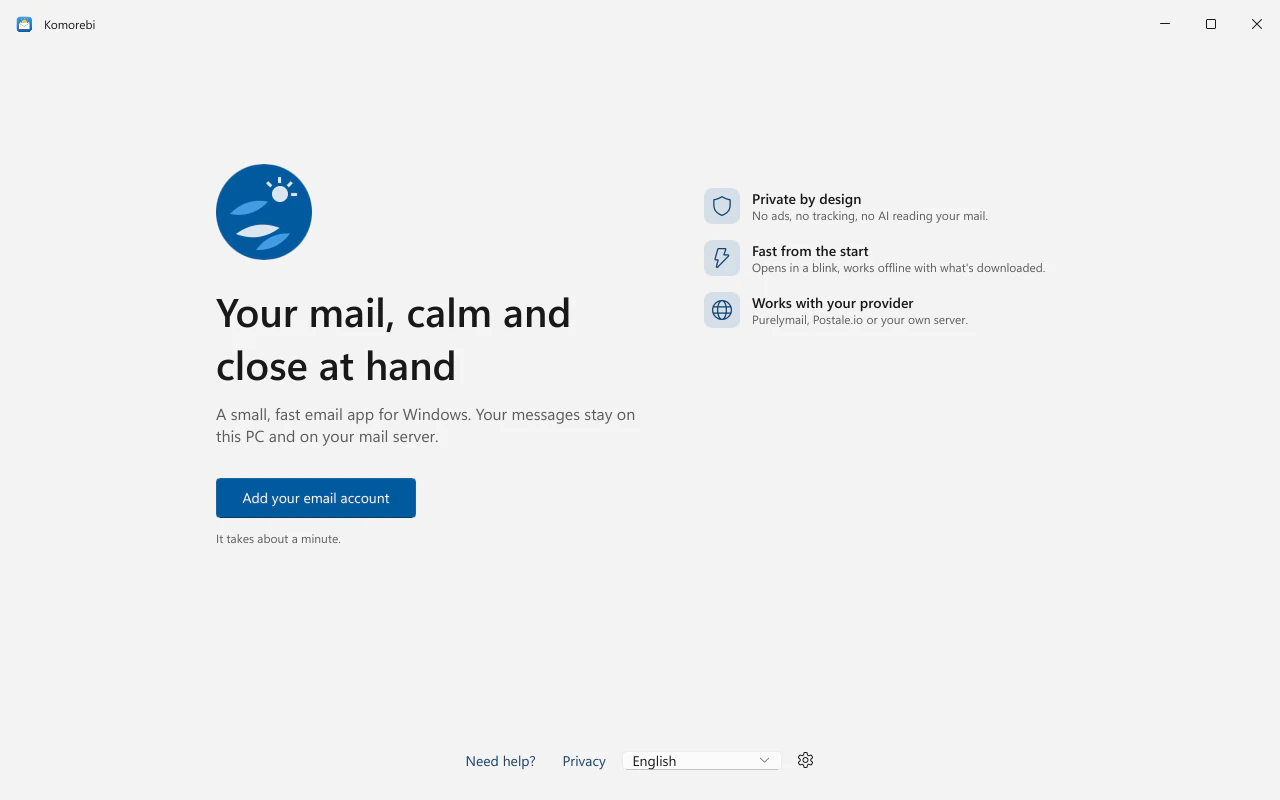 Welcome screen