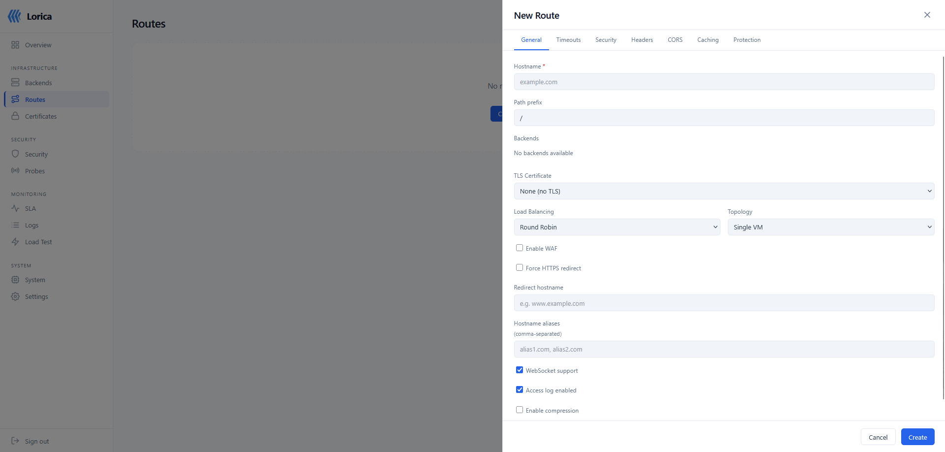 Route Configuration Drawer