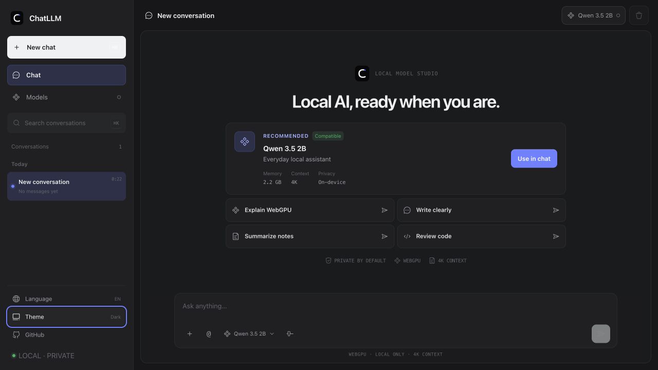 ChatLLM Web dark mode