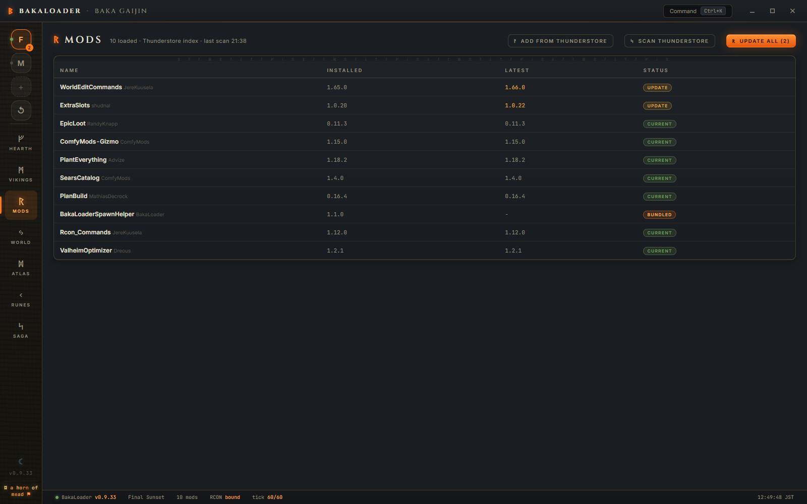 Thunderstore mod manager with automatic update checking