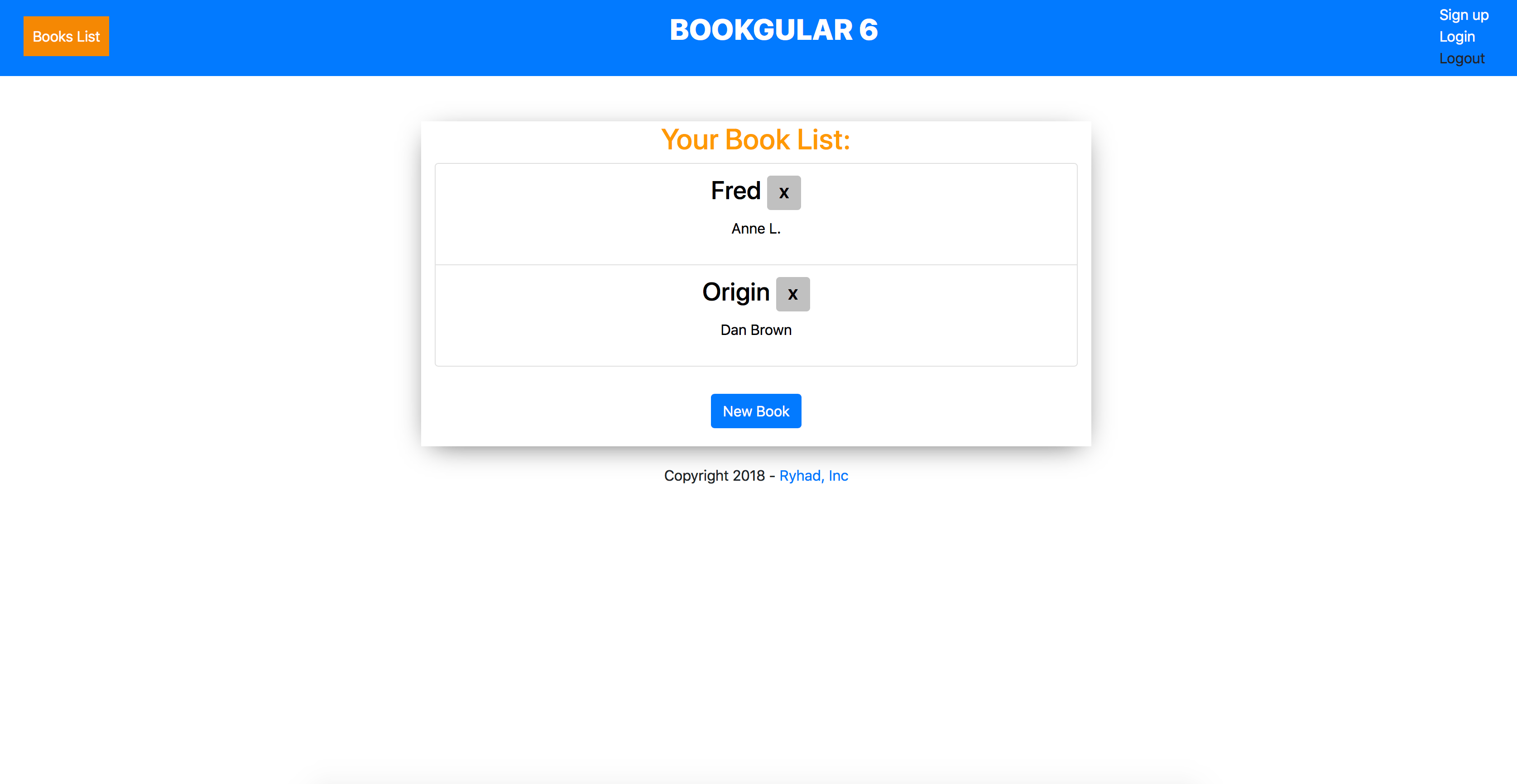 Book List page