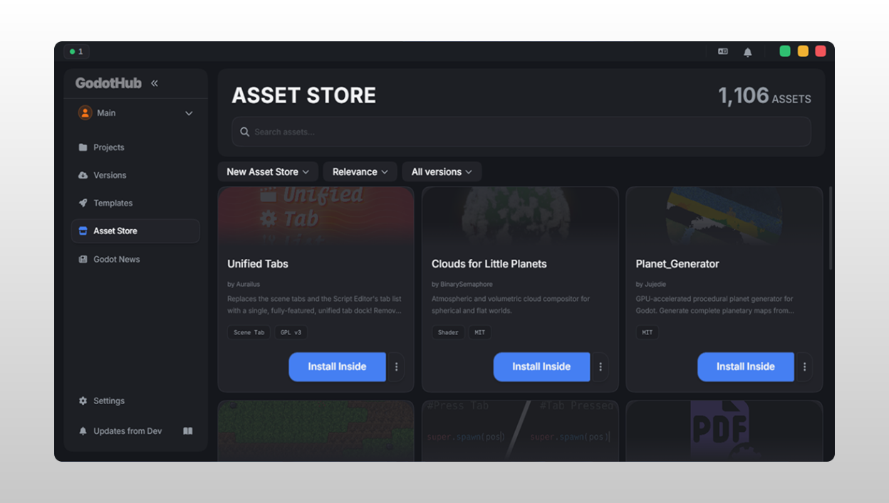 Asset Store View