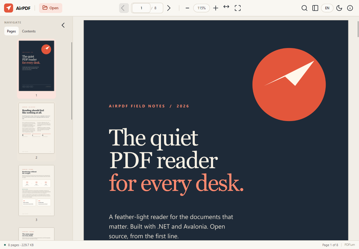 AirPDF 阅读界面
