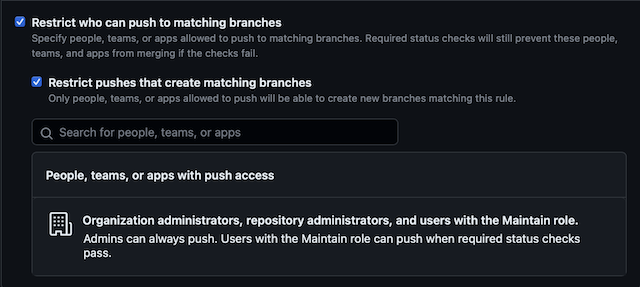 Restrict pushes that create matching branches