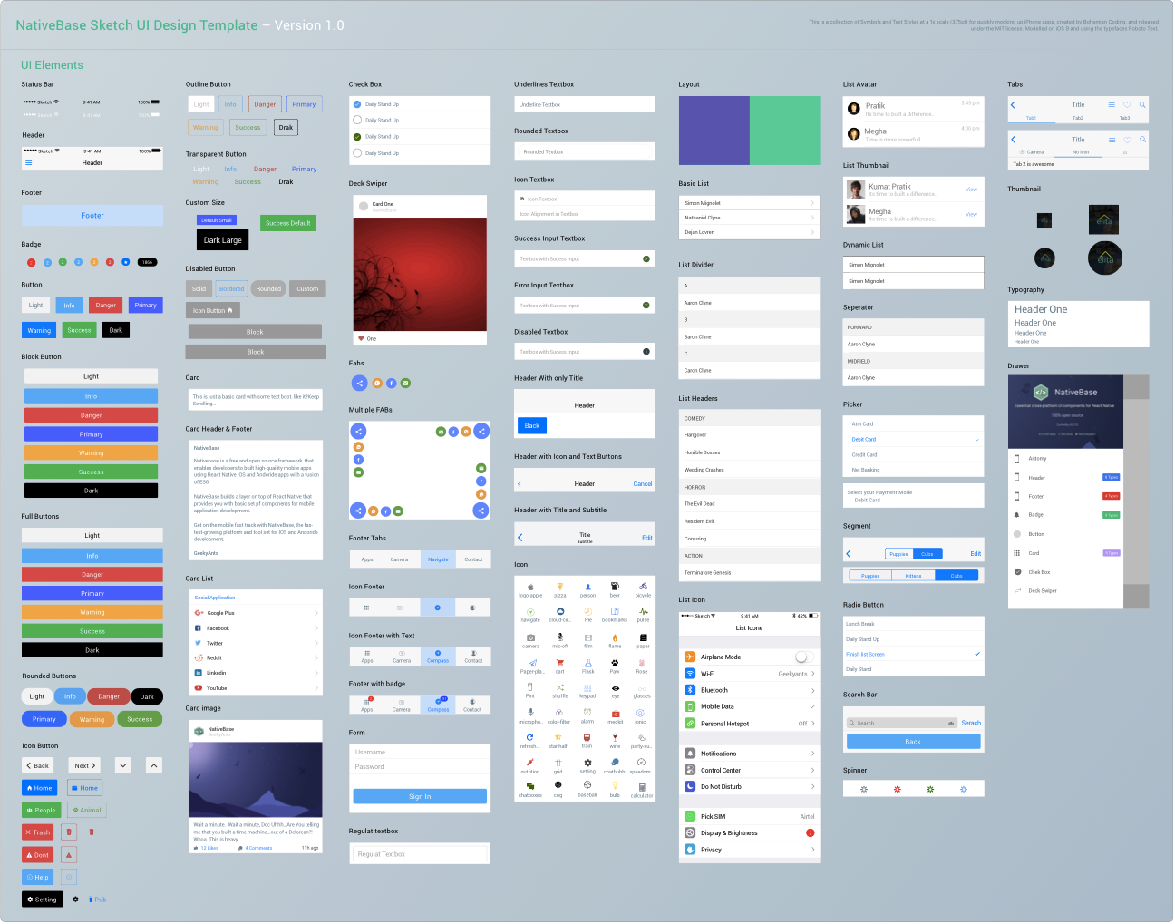 NativeBase Sketch Template