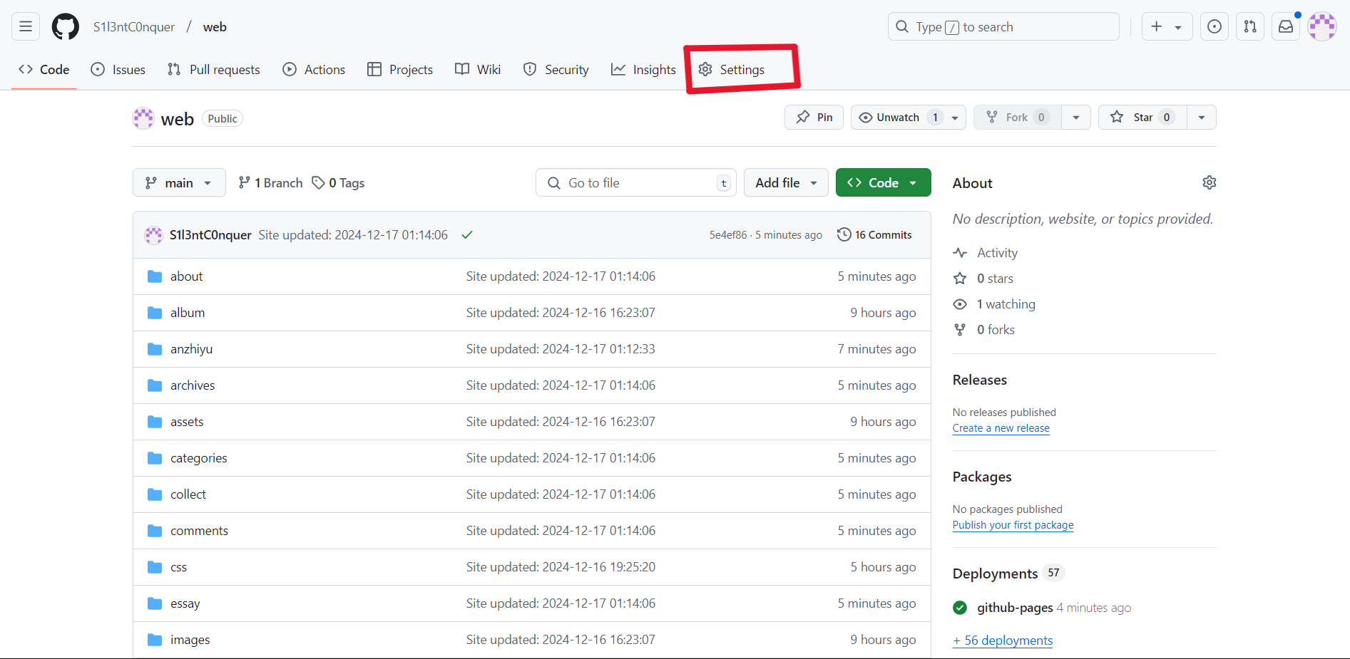 GitHub Repo Settings