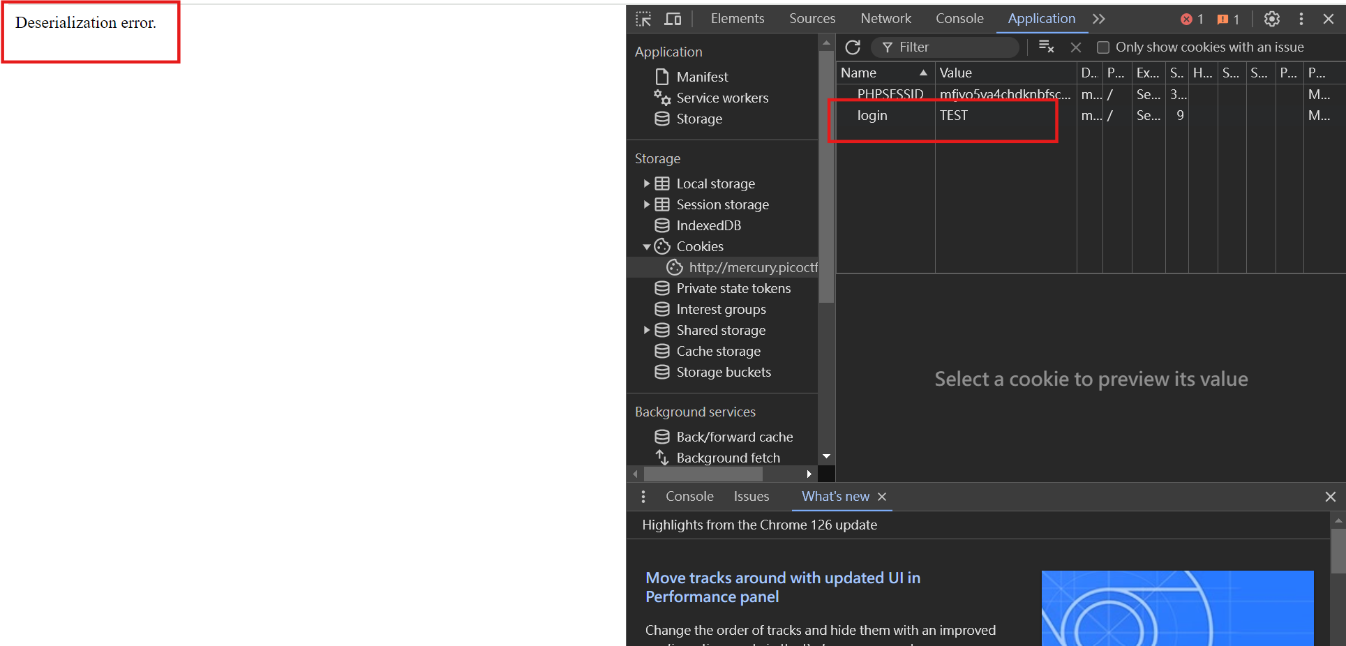 Deserialization error