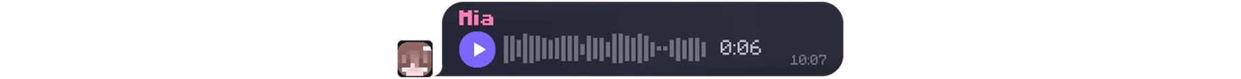 Mia's voice message with its waveform