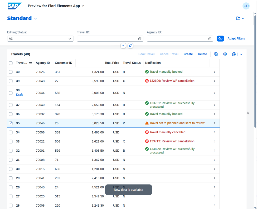 Travel Processing App Preview (Block A-B)