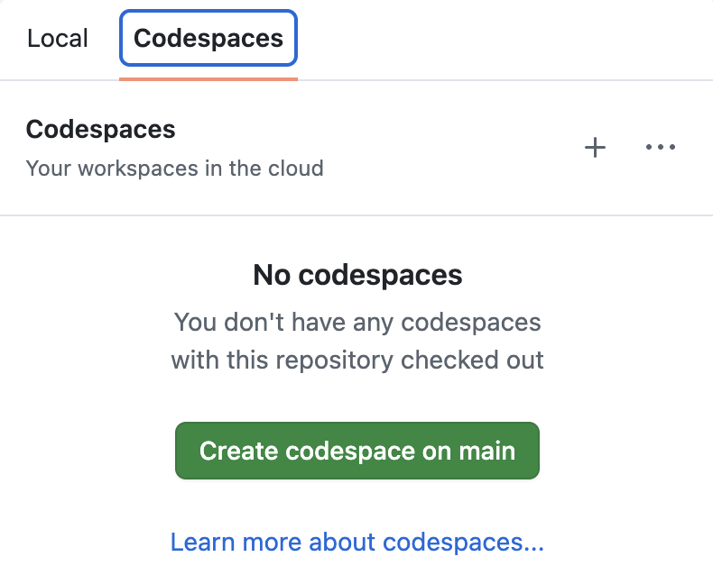 Option to create a codespace